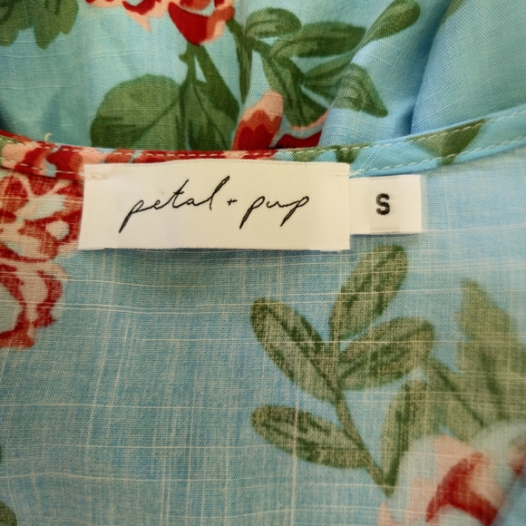 Petal+Pup Cassat Blue Floral Wrap Mini Dress - Picture 8 of 9